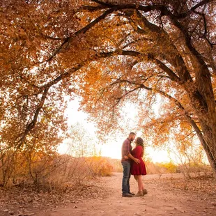 Engagement session at Tingley beach bosque area