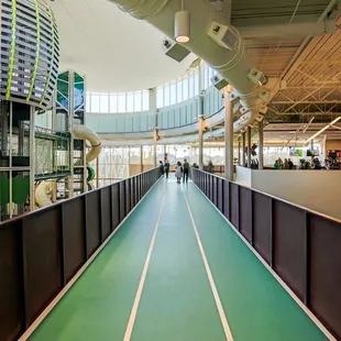 Elevated track that runs through the building