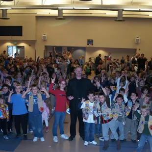 At intermission with 450 kids and parents at the Triunfo YMCA show.