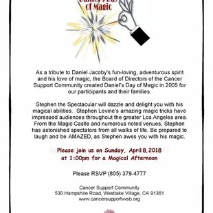 Show for Cancer Support Community of the Valley.