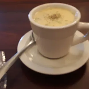 Cup of broccoli cheddar soup