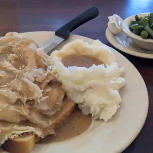 Open faced Turkey Sandwich with Mashed Potatoes