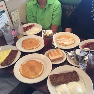 A full table of food for breakfast. At a fraction the cost of Perkins or Bob Evans.