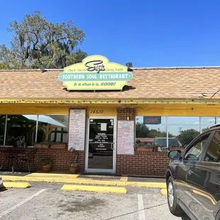 the front of the restaurant