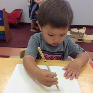 Learning to write his name (3yrs old)