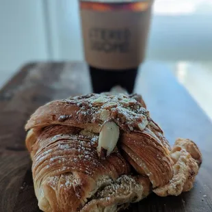 Almond croissant and smooth and strong cold brew