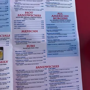 Current carry out menu