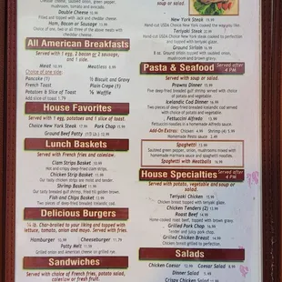 menu as of May 2022