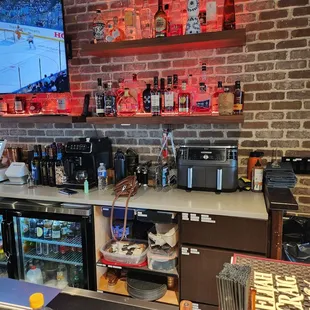 a bar with a television