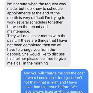 Text message exchange