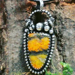 Beautiful bumble bee Jasper pendant made in the shop