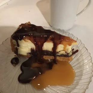 Gourmet Turtle Cheesecake with Coffee for Dessert!