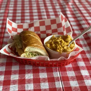 Shrimp PO BOY with Mac n Cheese