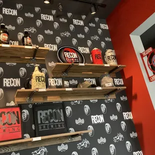 a wall of beer bottles