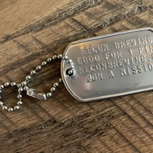 a dog tag on a chain