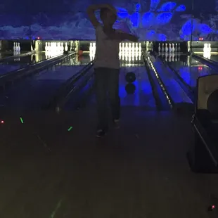 Loved looking at the pins and flames lit up like it was during glow night! And the kids dancing in between turns was very entertaining