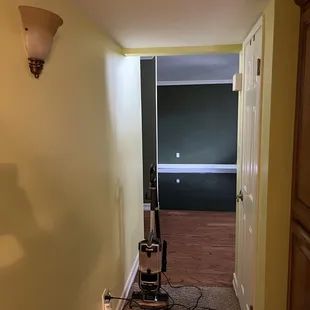 Hallway showing the different shades of wall color