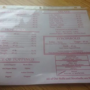 The menu