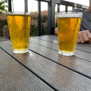 Beers on the patio. Nice selection of micros.