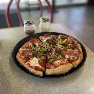 a pizza on a plate