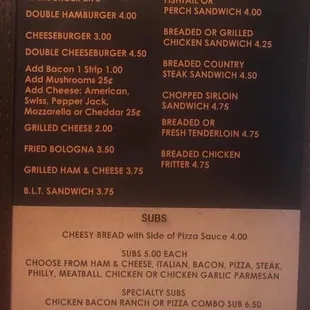 menu