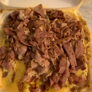Large chili cheese fries with pastrami on top