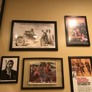 Some reminiscent movie wall decor in the men's room.