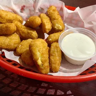 Jalapeño Poppers with cream cheese and ranch dipping sauce
