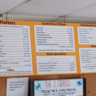 menus and prices