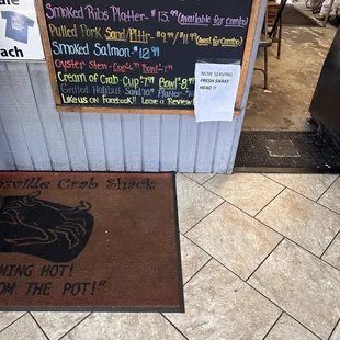 a menu on the counter