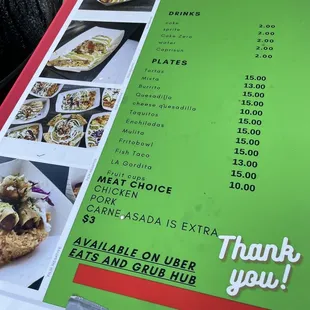 the menu