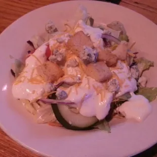 Great waiter,  ordered entree which came with salad but gave extra blue cheese crumbles in blue cheese dressing. ..cool