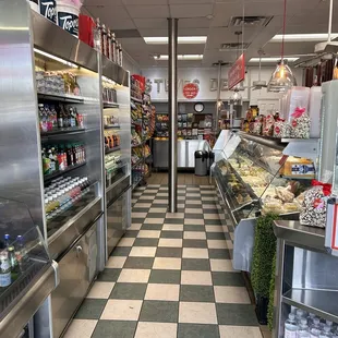 the inside of a deli