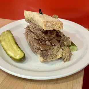 Hot Brisket &amp; Chopped Liver Sandwich