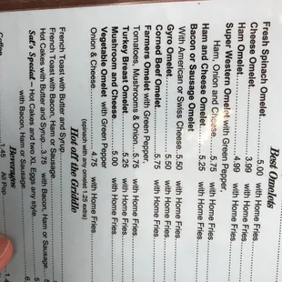 menu