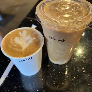 Classic and honey vanilla latte