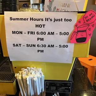 Summer hours August 2022