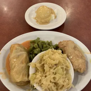 Split Stuffed Cabbage And City Chicken Dinner. Outstanding!