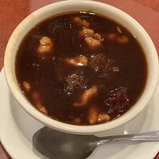 Czarnina Soup (Loaded With Golden Raisins, Prunes And Homemade Dumplings). Excellent!