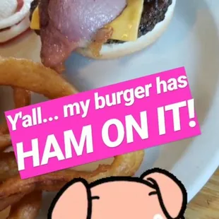 Combo Burger, with Onion Rings