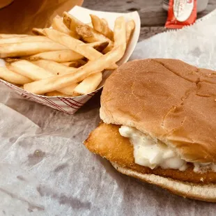 Fish Sandwich (Cod) and fries