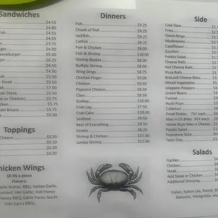 the menu