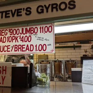 a sign in a restaurant