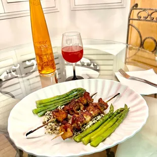 Teriyaki Chicken over Steamed Rice with Asparagus!