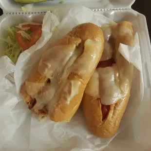 Meatball sub with pickle lettuce &amp; tomato.... kind of confusing.