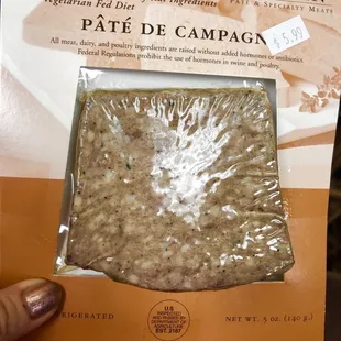 This pâté is amazing!!!! For $6, too! AND, it's a woman owned company. Seriously try this :) available at both locations.