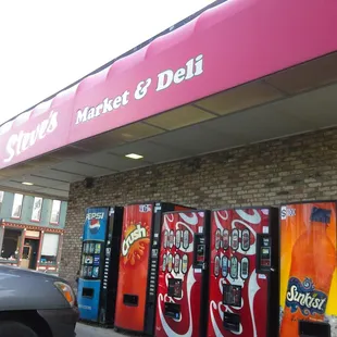 a row of vending machines