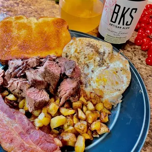 Leftover ribeye  Bacon