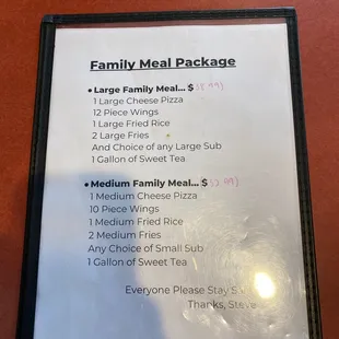 Family package meal !!