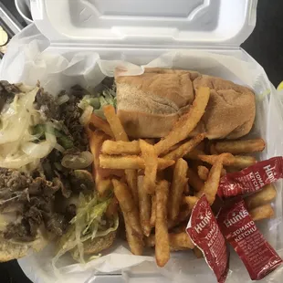 Amazing steak sandwich and crunchy fries